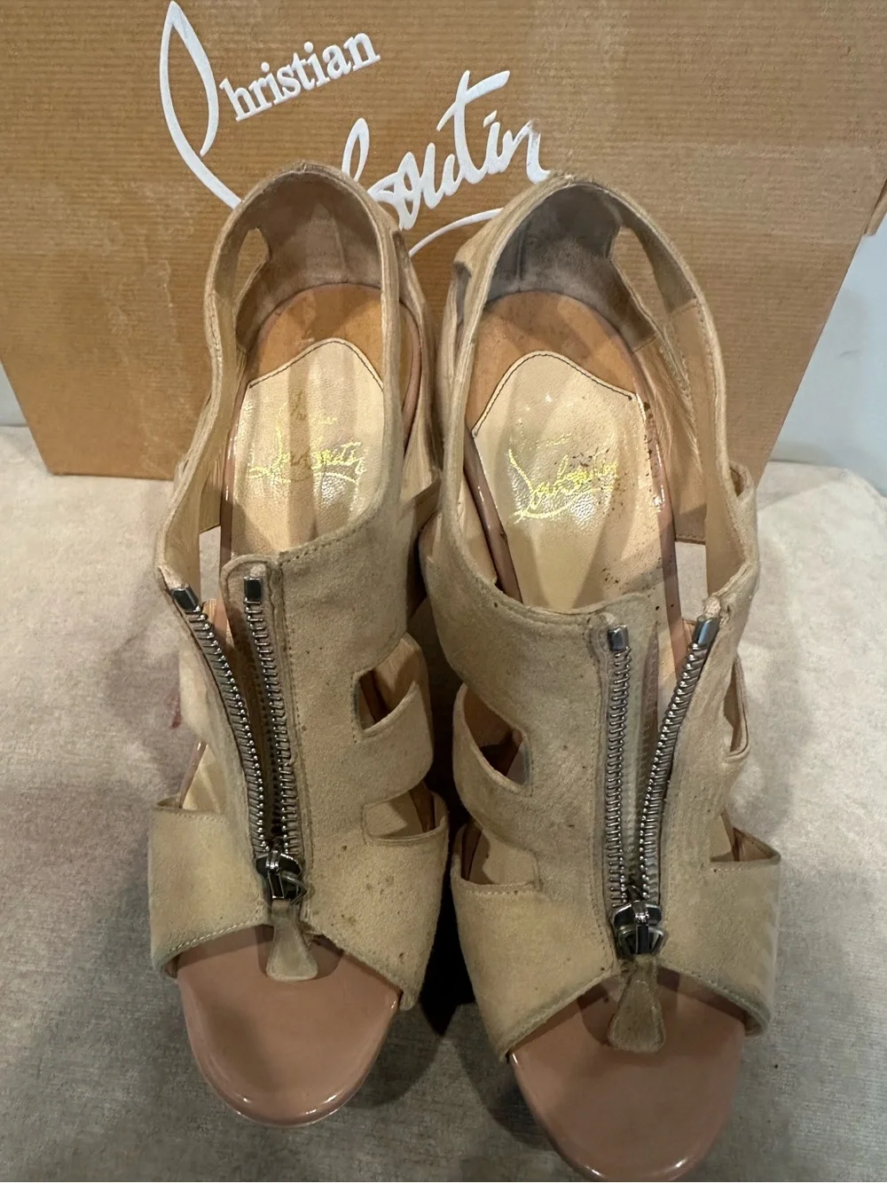 Christian Louboutin Suede Strappy Platform Heels